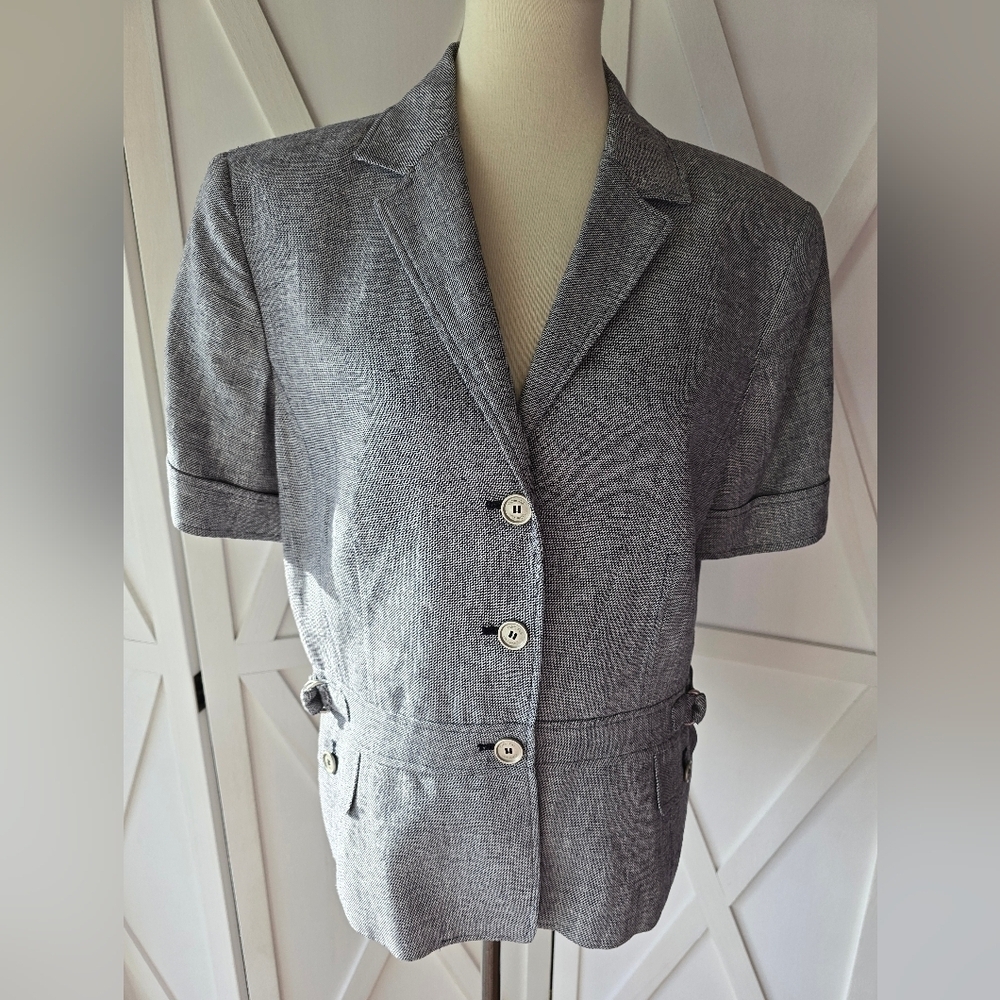 Calvin Klein Women's Midnight Blue & White Short Sleeve Jacket
